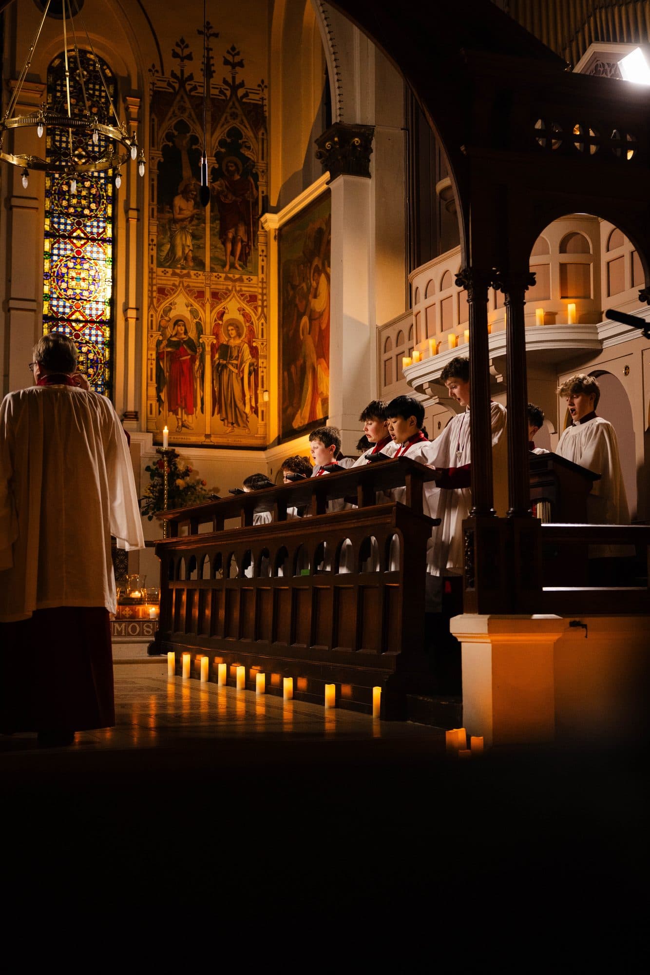 Evensong by candlelight in the chancel of St George's